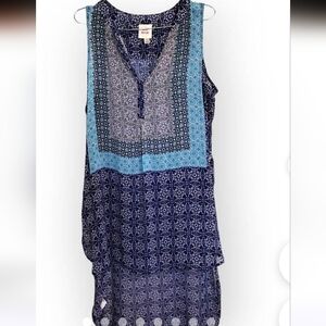 Knox Rose Blue and Black Patterned Blouse